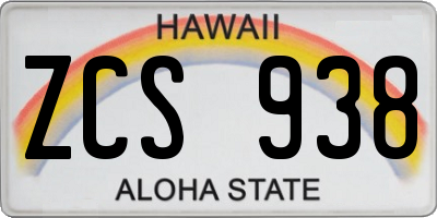 HI license plate ZCS938