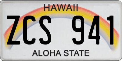 HI license plate ZCS941