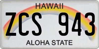HI license plate ZCS943