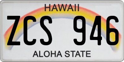 HI license plate ZCS946
