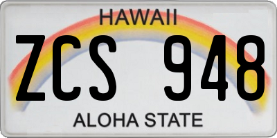 HI license plate ZCS948