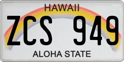HI license plate ZCS949