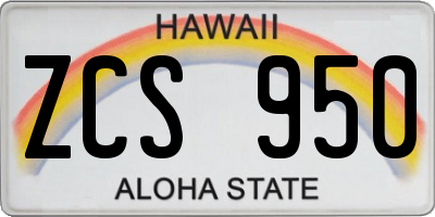 HI license plate ZCS950