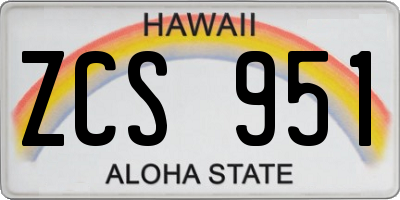 HI license plate ZCS951