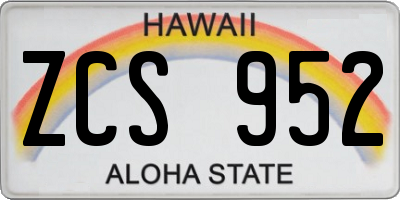 HI license plate ZCS952