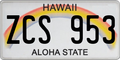 HI license plate ZCS953