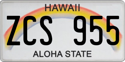 HI license plate ZCS955