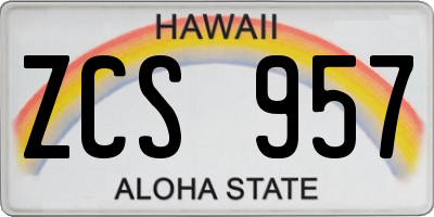 HI license plate ZCS957