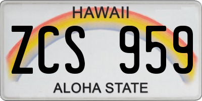 HI license plate ZCS959