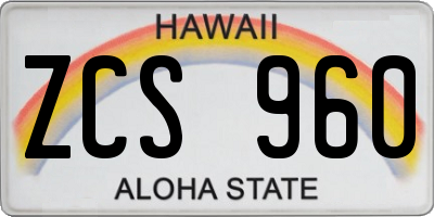 HI license plate ZCS960