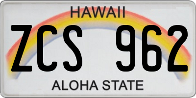 HI license plate ZCS962