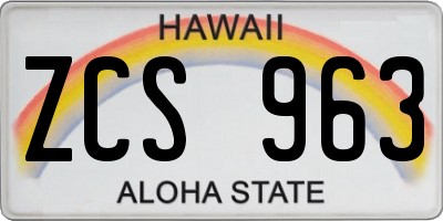 HI license plate ZCS963