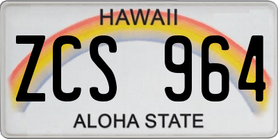 HI license plate ZCS964