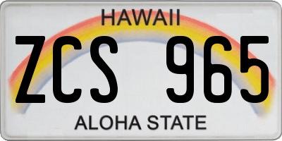 HI license plate ZCS965