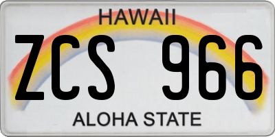 HI license plate ZCS966