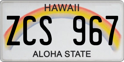 HI license plate ZCS967
