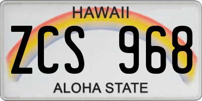HI license plate ZCS968