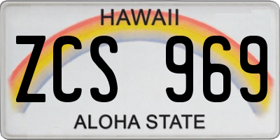 HI license plate ZCS969