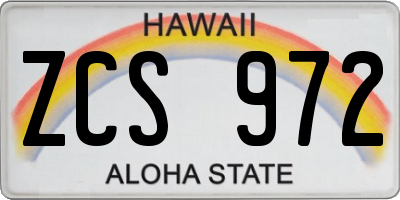 HI license plate ZCS972