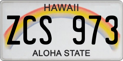 HI license plate ZCS973