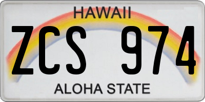 HI license plate ZCS974