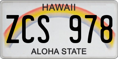 HI license plate ZCS978