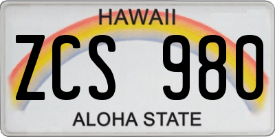 HI license plate ZCS980