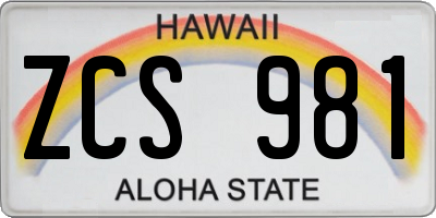 HI license plate ZCS981