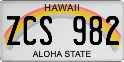 HI license plate ZCS982
