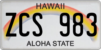 HI license plate ZCS983
