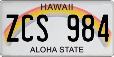 HI license plate ZCS984