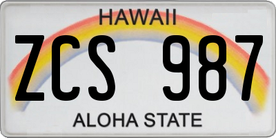 HI license plate ZCS987