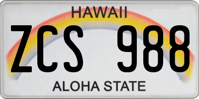 HI license plate ZCS988