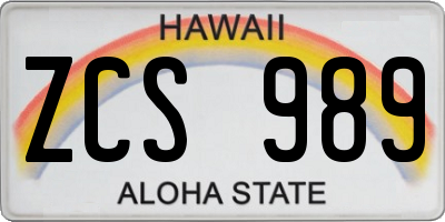 HI license plate ZCS989