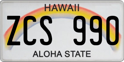 HI license plate ZCS990
