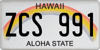 HI license plate ZCS991