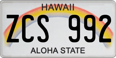 HI license plate ZCS992