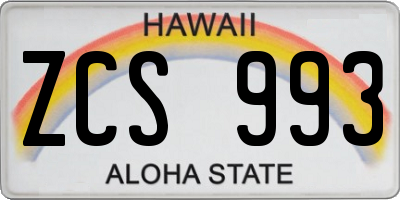 HI license plate ZCS993