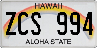 HI license plate ZCS994