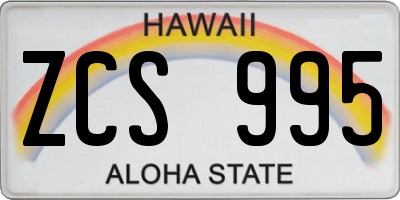 HI license plate ZCS995