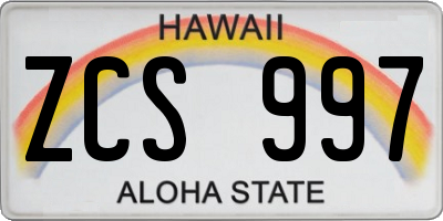 HI license plate ZCS997