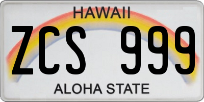 HI license plate ZCS999
