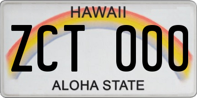 HI license plate ZCT000