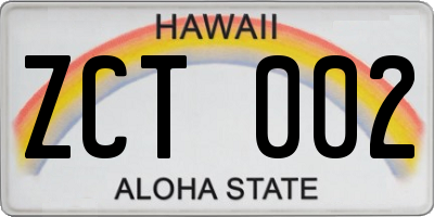 HI license plate ZCT002