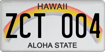 HI license plate ZCT004