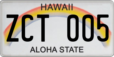 HI license plate ZCT005