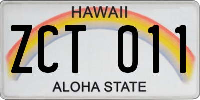 HI license plate ZCT011