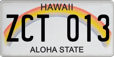 HI license plate ZCT013