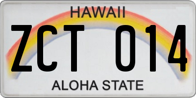 HI license plate ZCT014