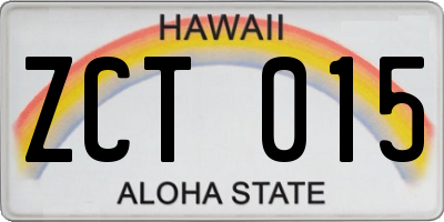 HI license plate ZCT015